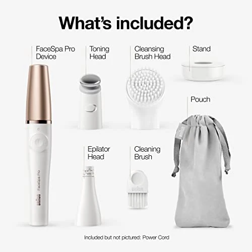Braun Face Epilator Facespa Pro 911, Facial Hair Removal for Women, Hair Removal Device, 3-in-1 Epilating, Cleansing Brush and Skin Toning with 3 extras - Image 2
