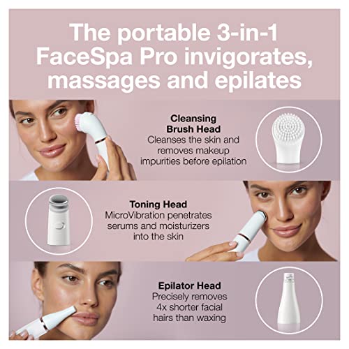 Braun Face Epilator Facespa Pro 911, Facial Hair Removal for Women, Hair Removal Device, 3-in-1 Epilating, Cleansing Brush and Skin Toning with 3 extras - Image 6