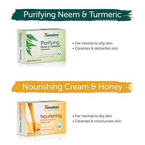 Himalaya Cleansing Bar Soaps Variety Pack, Neem & Turmeric, Almond, Cream & Honey and Cucumber, 4.41 oz, 12 Pack - Image 4