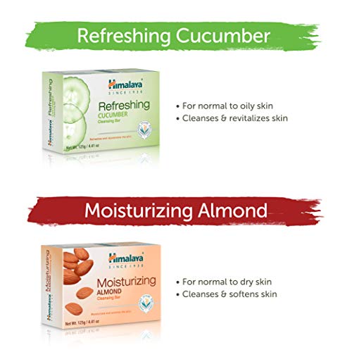 Himalaya Cleansing Bar Soaps Variety Pack, Neem & Turmeric, Almond, Cream & Honey and Cucumber, 4.41 oz, 12 Pack - Image 5