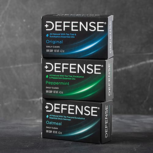 Defense Soap All Natural Tea Tree Bar Soap, 3 Bar Variety Pack - Original, Peppermint, Oatmeal - Image 3