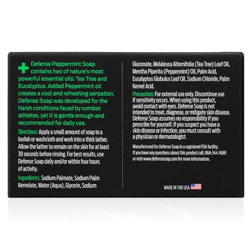Defense Soap All Natural Tea Tree Bar Soap, 3 Bar Variety Pack - Original, Peppermint, Oatmeal - Image 8