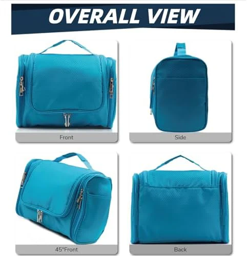 Buruis Large Capacity Toiletry Bag for Women and Men, Hanging Toiletry Organizer Cosmetics Makeup Bag, Water-resistant Dopp kit Shaving Bag for Full Sized Toiletries, Travel Essentials (Light Blue) - Image 5