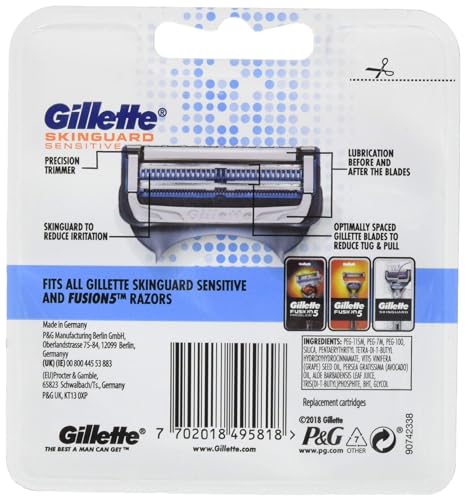 Gillette Skinguard Sensitive Razor Blades For Men, Refills With Precision Trimmer, 8 Count, Pack Of 1 - Image 2