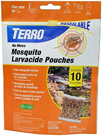 TERRO T1210 No Mess Mosquito Larvacide Pouches - 10 Pouches Included