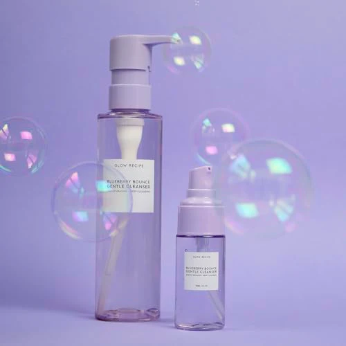 Glow Recipe Blueberry Bounce Exfoliating Face Wash, Travel Size - Foaming Facial Cleanser, Makeup Remover & Clarifying Mask - Hydrating Hyaluronic Acid & Gentle AHA for Sensitive Skin - Vegan, 30ml - Image 5