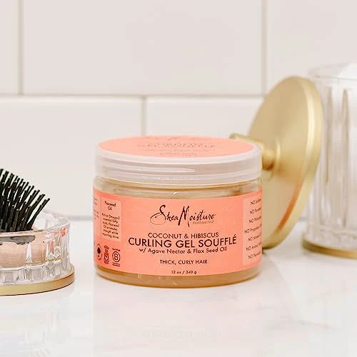 SheaMoisture Curling Gel Souffle for Thick, Curly Hair Coconut , Hibiscus to Moisturize and Protect Hair 12 oz - Image 4