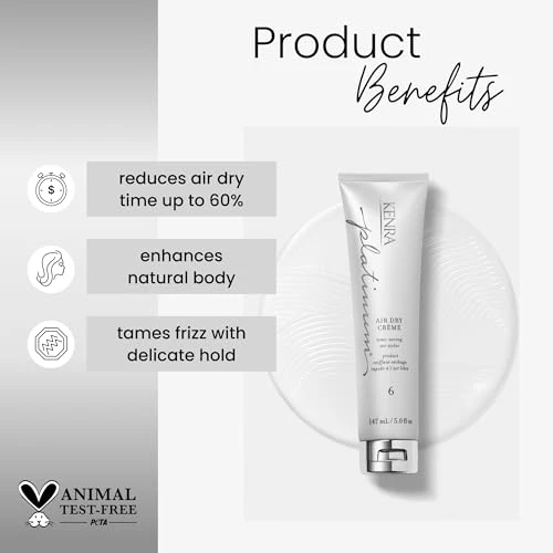 Kenra Platinum Air Dry Crème 6 | Time-Saving Air Styler | Enhances Natural Body | Tames Frizz With Delicate Hold | Natural, Product Free Finish | All Hair Types - Image 3