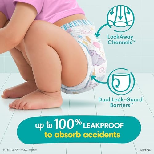 Pampers Easy Ups Pull On Training Pants My Little Pony, 2T-3T, 140 Count with Sensitive Water Based Baby Wipes 4X Pop-Top Packs (336 Count) - Image 2