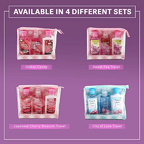 Cotton Candy Bath & Body Care Travel Set, Home Spa Gift Set Includes Body Lotion, Shower Gel, and Fragrance Mist, Personal Body Care Travel Set, Birthday Mother's Valentine's Day Gifts - Image 8
