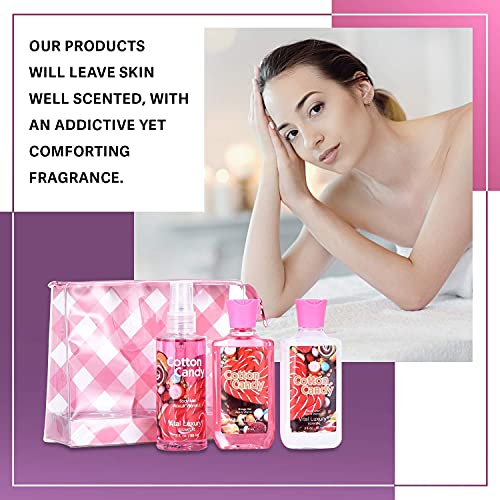 Cotton Candy Bath & Body Care Travel Set, Home Spa Gift Set Includes Body Lotion, Shower Gel, and Fragrance Mist, Personal Body Care Travel Set, Birthday Mother's Valentine's Day Gifts - Image 9
