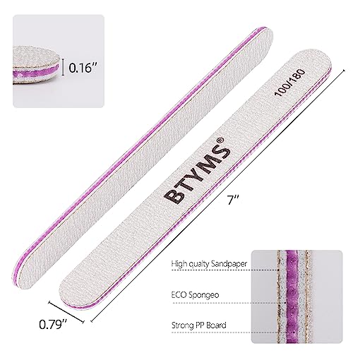 BTYMS 100 Pieces Nail Files 100/180 Grit Double Sided Emery Board Reusable Buffering Files for Natural Nails and Acrylic Nails - Image 2