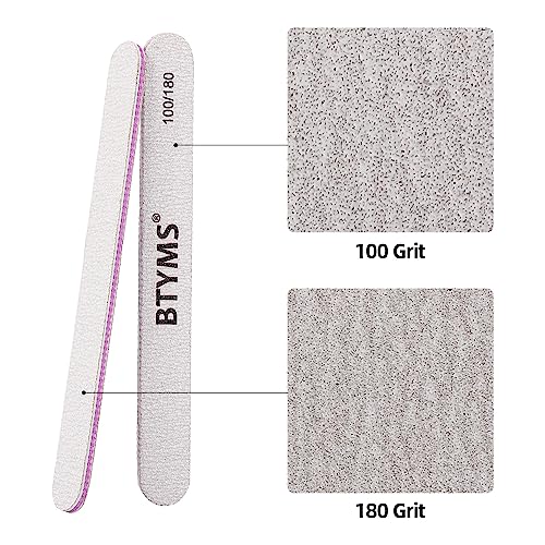 BTYMS 100 Pieces Nail Files 100/180 Grit Double Sided Emery Board Reusable Buffering Files for Natural Nails and Acrylic Nails - Image 3