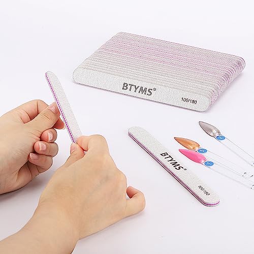 BTYMS 100 Pieces Nail Files 100/180 Grit Double Sided Emery Board Reusable Buffering Files for Natural Nails and Acrylic Nails - Image 5