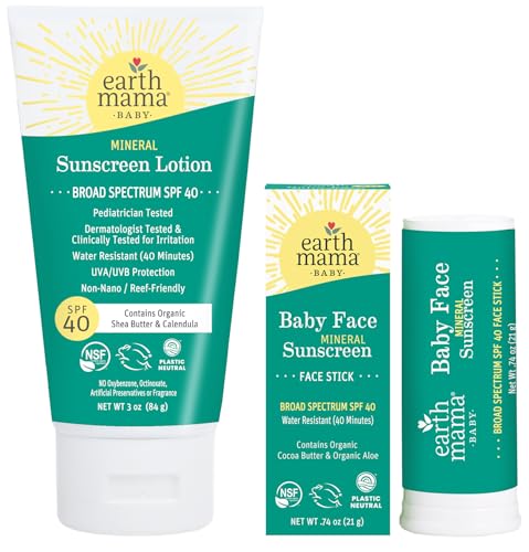 Earth Mama Baby Face Mineral Sunscreen Stick & Lotion Set, SPF 40 | Reef Safe, Non-Nano Zinc, Contains Organic Cocoa Butter, Shea Butter, Aloe & Calendula | Babies, Kids & Family - Image 9