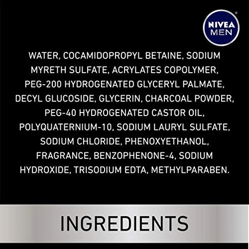 NIVEA MEN DEEP Cleansing Beard and Face Wash, Natural Charcoal Facial Cleanser Helps Remove Dirt and Excess Oils, 3 Pack of 3.3 Fl Oz Tubes - Image 5