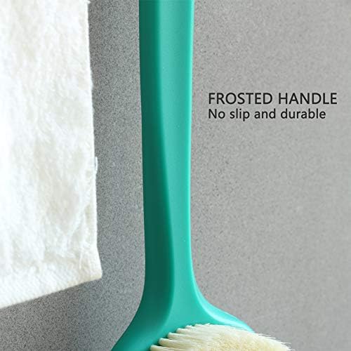 Upgraded Bath Body Brush with Comfy Bristles Long Handle Gentle Exfoliation Improve Skin's Health and Beauty Bath Shower Wet or Dry Brushing Body Brush (14 inch, Green +White) - Image 3