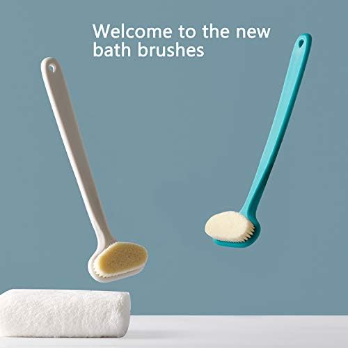 Upgraded Bath Body Brush with Comfy Bristles Long Handle Gentle Exfoliation Improve Skin's Health and Beauty Bath Shower Wet or Dry Brushing Body Brush (14 inch, Green +White) - Image 7