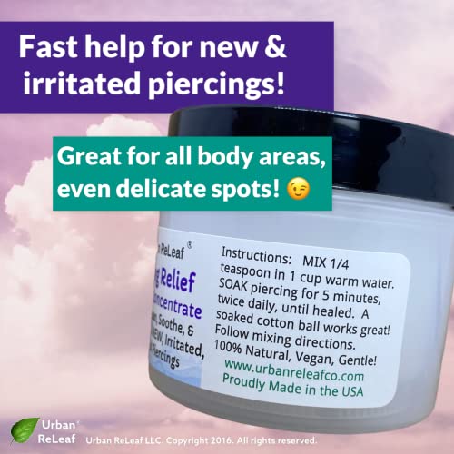 Urban ReLeaf PIERCING RELIEF Sea Salt Concentrate AFTERCARE ! Safely Clean, Soothe & Gently Calm New Irritated & Keloid Bump Piercings. Effective NON-iodized Dead Sea Salt, Tea Tree Rosemary - Image 4