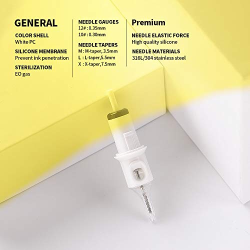 Hawink Tattoo Cartridge Needles #12 Standard 1 Round Liner X-Taper 20PCS with Membrane Professional Disposable EN05S-20-1201RL - Image 4