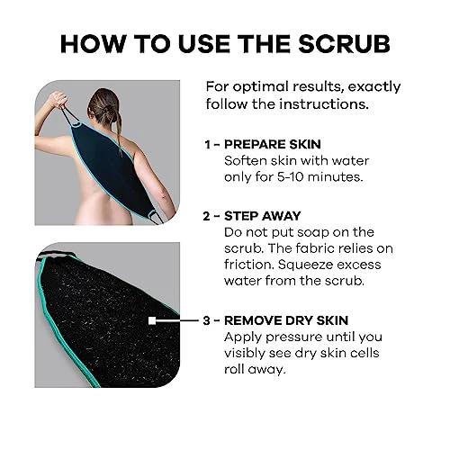 Dermasuri Deep Exfoliating Back Scrubber -Bath & Shower Back Scrub - Body Exfoliator Scraper Tool - Valentine's Gift for Her or Him - Deep Exfoliation Body Cleaner for Shower, 27" Long, 8" Wide - Image 6