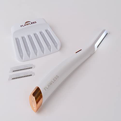 Finishing Touch Flawless Dermaplane Glo Lighted Facial Exfoliator - Non-Vibrating and Includes 6 Replacement Heads, White/Rose Gold - Image 2