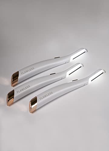Finishing Touch Flawless Dermaplane Glo Lighted Facial Exfoliator - Non-Vibrating and Includes 6 Replacement Heads, White/Rose Gold - Image 6
