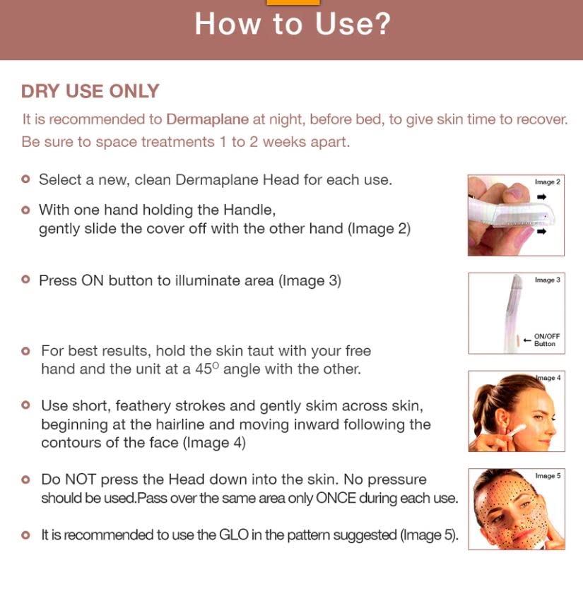 Finishing Touch Flawless Dermaplane Glo Lighted Facial Exfoliator - Non-Vibrating and Includes 6 Replacement Heads, White/Rose Gold - Image 8