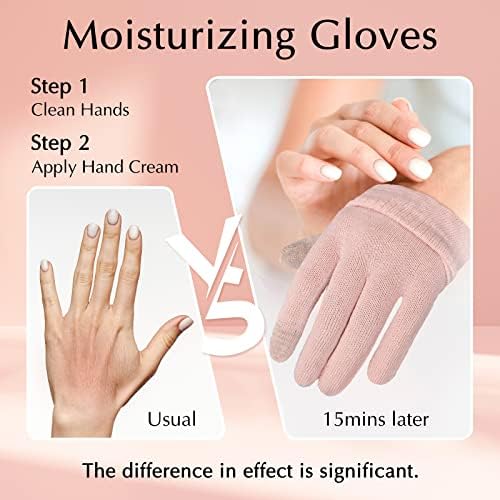 Evridwear Moisturizing Gloves for Sleeping, Cotton Gloves with Touchscreen Fingers for Dry Hands, Eczema Gloves Overnight UV Protection Gloves for Women(6 Pairs L/XL, Light Weight Pink Color) - Image 2