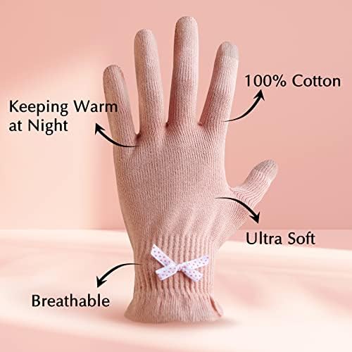 Evridwear Moisturizing Gloves for Sleeping, Cotton Gloves with Touchscreen Fingers for Dry Hands, Eczema Gloves Overnight UV Protection Gloves for Women(6 Pairs L/XL, Light Weight Pink Color) - Image 3