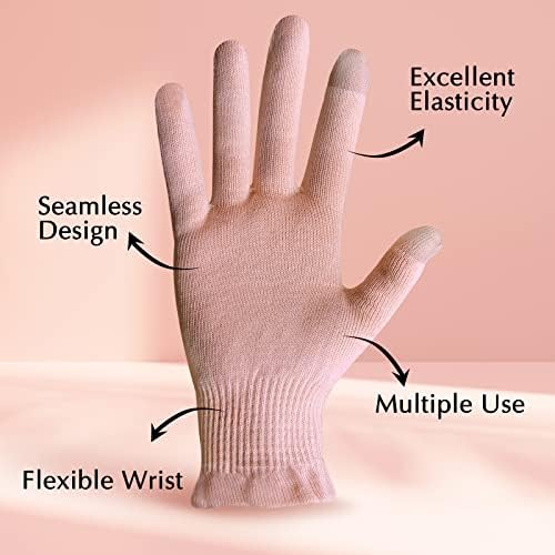 Evridwear Moisturizing Gloves for Sleeping, Cotton Gloves with Touchscreen Fingers for Dry Hands, Eczema Gloves Overnight UV Protection Gloves for Women(6 Pairs L/XL, Light Weight Pink Color) - Image 4