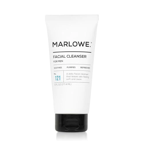 MARLOWE. No. 121 Facial Cleanser 6 oz, Daily Mens Face Wash with Natural Extracts & Antioxidants, Soothes, Purifies, Refreshes, Thick Lather, Fresh Woodsy Scent