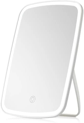 Rechargeable Makeup Mirror with Lights, Portable Travel Lighted Vanity Mirror, Dimmable Touch Screen Tabletop LED Make up Mirror