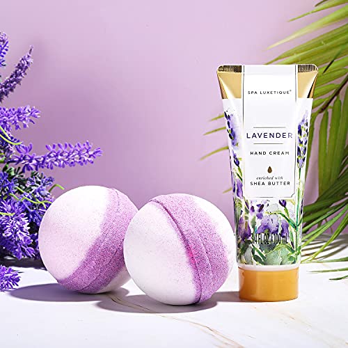 Spa Gift Basket, Spa Luxetique Lavender Spa Kit for Women - 12 Pcs Lavender Scented Spa Gift Set, Home Spa Set with Essential Oil, Bubble Bath, Bath Salts, Body Scrub, Mothers Day Gifts for Mom - Image 5