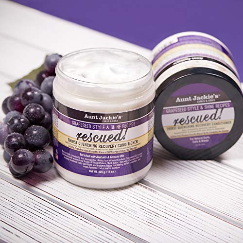 Aunt Jackie's Grapeseed Style and Shine Recipes Rescued Thirst Quenching Hair Recovery Conditioner Repair Treatment, Seals in Moisture, 15 oz - Image 6