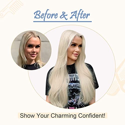 Easyouth Sew In Human Hair Extensions Blonde Hair Extensions Sew In Weft Hair Extensions Color Platinum Blonde Hair Extensions Sew in Weft Extensions Bundles 12 Inch 70G - Image 6