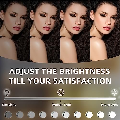 FENCHILIN Hollywood Mirror with Light Lighted Makeup Mirror Vanity Makeup Mirror Smart Touch Control 3 Colors Dimable Light Detachable 10X Magnification 360°Rotation(Black) - Image 5