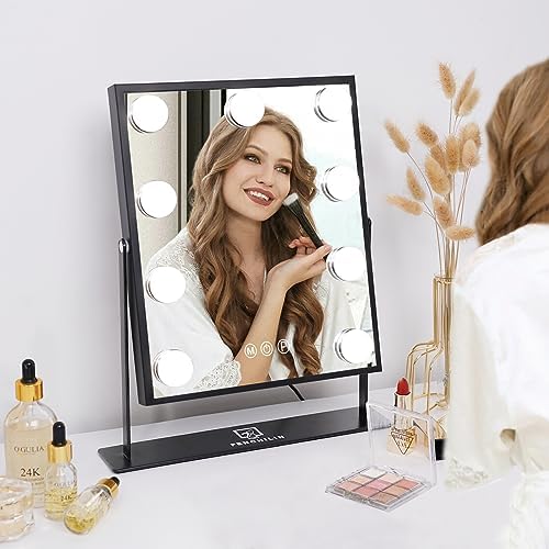 FENCHILIN Hollywood Mirror with Light Lighted Makeup Mirror Vanity Makeup Mirror Smart Touch Control 3 Colors Dimable Light Detachable 10X Magnification 360°Rotation(Black) - Image 6