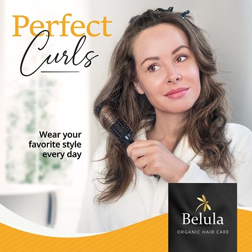 Belula Boar Bristle Round Brush for Blow Drying Set. Round Hair Brush With Large 2.7” Wooden Barrel. Hairbrush Ideal to Add Volume and Body. Free 3 x Hair Clips & Travel Bag. - Image 3