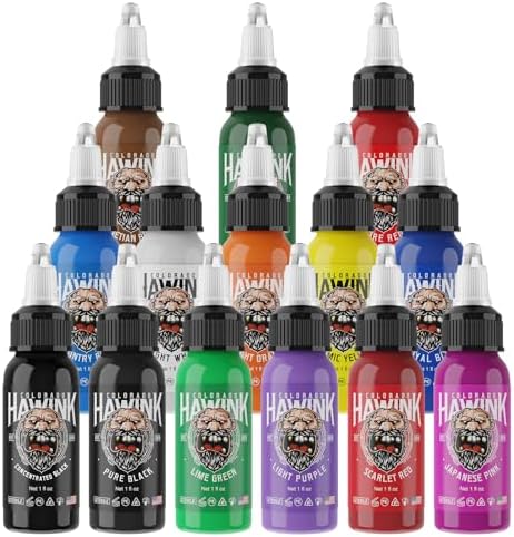 Hawink Tattoo Ink Set 1oz (30ml) Tattoo Supply 14 Colors Pigment Kit Ink USA TI203-30-14