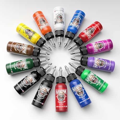 Hawink Tattoo Ink Set 1oz (30ml) Tattoo Supply 14 Colors Pigment Kit Ink USA TI203-30-14 - Image 2