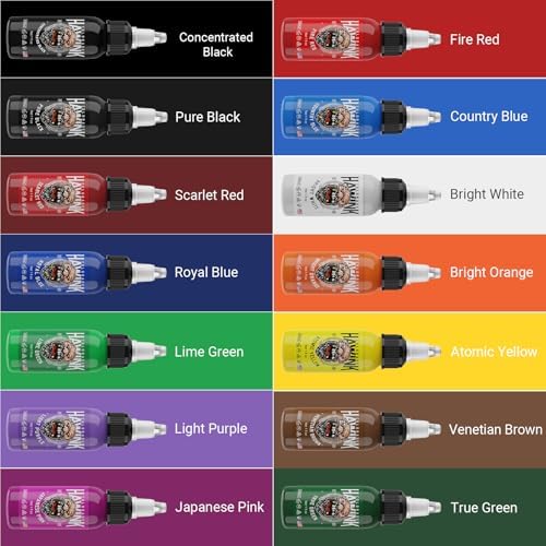 Hawink Tattoo Ink Set 1oz (30ml) Tattoo Supply 14 Colors Pigment Kit Ink USA TI203-30-14 - Image 3