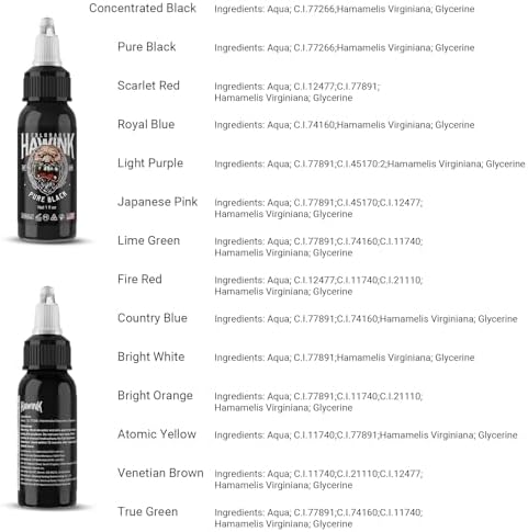 Hawink Tattoo Ink Set 1oz (30ml) Tattoo Supply 14 Colors Pigment Kit Ink USA TI203-30-14 - Image 4