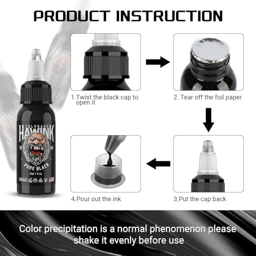 Hawink Tattoo Ink Set 1oz (30ml) Tattoo Supply 14 Colors Pigment Kit Ink USA TI203-30-14 - Image 5