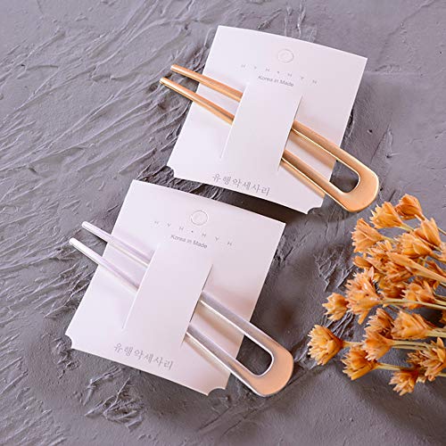 [4 Pack] Benefree U-Shape Hairpins, Bride Hair Accessories Hair Pins Clip Vintage Hair Stick,Hairstyle Chignon for Women Girls (Silver and Gold) - Image 3
