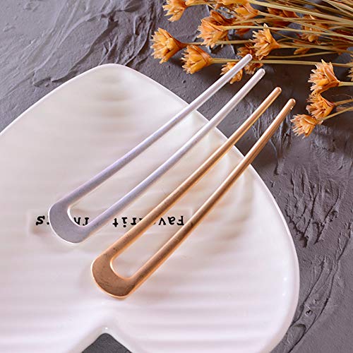 [4 Pack] Benefree U-Shape Hairpins, Bride Hair Accessories Hair Pins Clip Vintage Hair Stick,Hairstyle Chignon for Women Girls (Silver and Gold) - Image 6