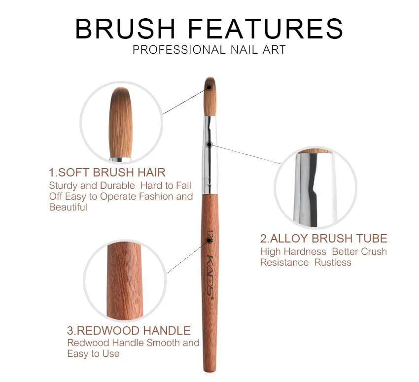 Kolinsky Acrylic Nail Brush Red Wooden Acrylic Nail Brush Professional Salon Acrylic Brush for Nail (12#) - Image 4