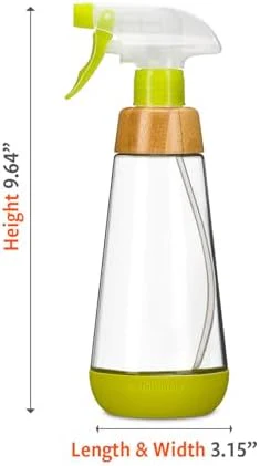 Full Circle Bottle Service - Refillable Glass Spray Bottle for Cleaning - Versatile Stream & Mist Options, Bamboo Details, Silicone Boot - Ideal for Non-Toxic Solutions & Plant Care, 16oz, Green - Image 7