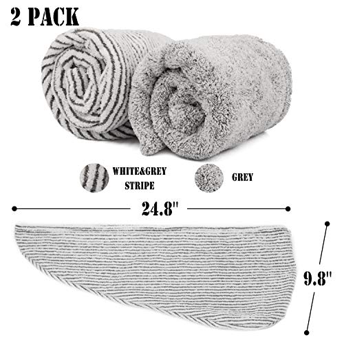 ELLEWIN 2 Pack Drying Hair Towel Wrap, Rayon Polyester Microfiber, Hair Turban Buttons Super Absorbent Quick Dry Rapid Head Hair Towels for Women Curly Long Thick Hair Anti Frizz - Image 3