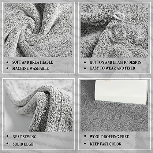 ELLEWIN 2 Pack Drying Hair Towel Wrap, Rayon Polyester Microfiber, Hair Turban Buttons Super Absorbent Quick Dry Rapid Head Hair Towels for Women Curly Long Thick Hair Anti Frizz - Image 4